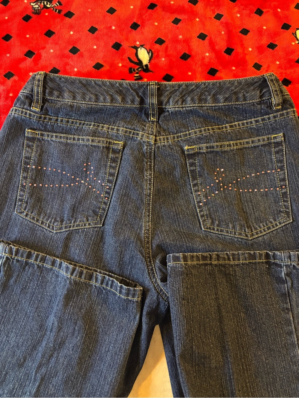 Vintage 90’s Liz Claiborne Dark Blue Boot Cut Jeans with back pocket stud accent